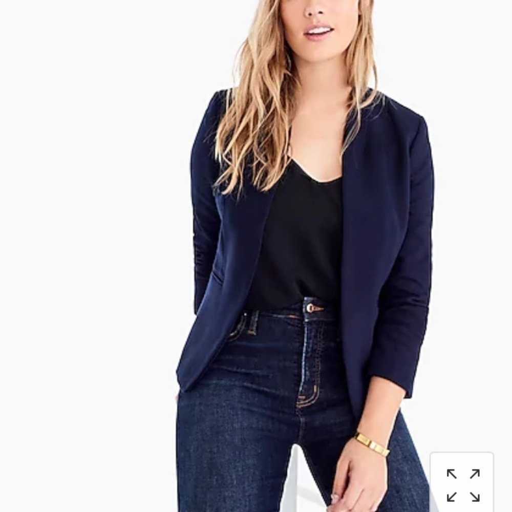 J. Crew Petite Going out blazer stretch twill H2778 navy blue 12P 12